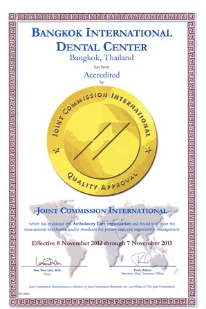Bangkok International Dental Center JCI Certificate